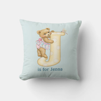 Teddy Bear Letter J Monogram Pillow