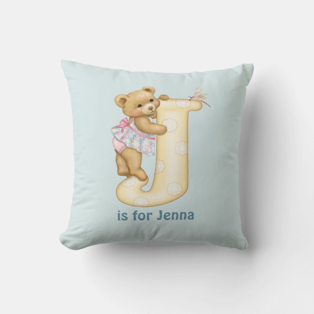 Teddy Bear Letter J Monogram Pillow (Front)