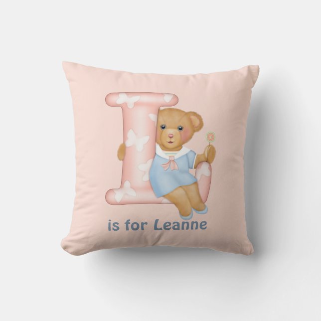 Teddy Bear Letter L Monogram Pillow (Front)
