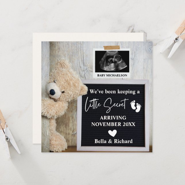 Teddy Bear Letterboard Pregnancy Announcement (Front/Back In Situ)