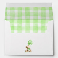 Teddy Bear Light Green Gingham Check Pattern