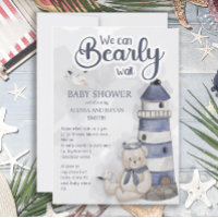 Teddy Bear Lighthouse Bearly Wait Baby Boy Shower