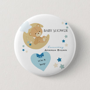 Teddy Bear Love Baby Boy Shower 6 Cm Round Badge