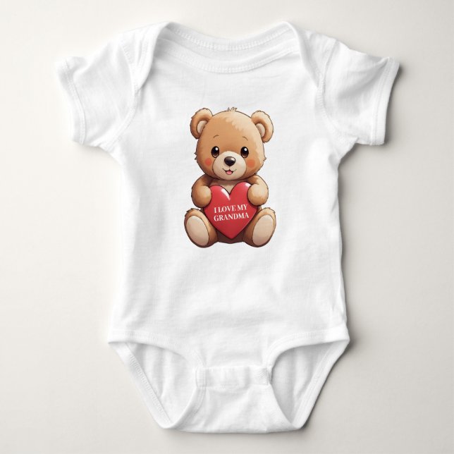 Teddy Bear Love Grandma Grandpa Auntie Baby Bodysuit (Front)