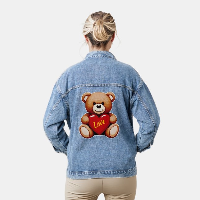 Teddy Bear "Love" Women’s Denim Jacket (Model)