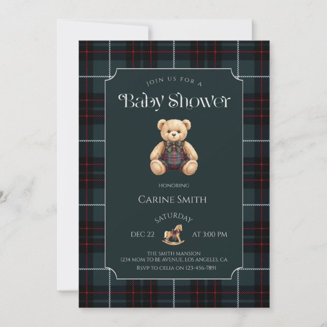 Teddy Bear Luxury Vintage Baby Shower party Invitation (Front)