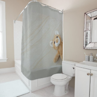 Teddy Bear Marble Shower Curtain