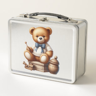 Teddy bear metal lunch box