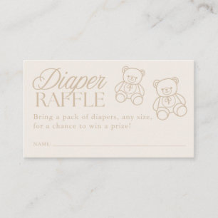 Teddy Bear Minimal Baby Shower Diaper Raffle Enclosure Card