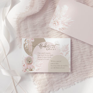 Teddy Bear Modern Boho Girl Shower Books for baby Enclosure Card