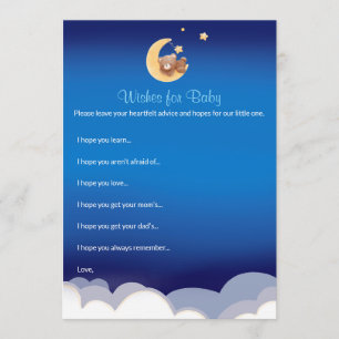 Teddy Bear Moon Baby Shower Wishes For Baby Card