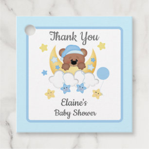 Teddy Bear Moon Clouds Stars Baby Boy Shower Favour Tags