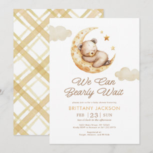 Teddy Bear Moon Gender Neutral Baby Shower Invitation