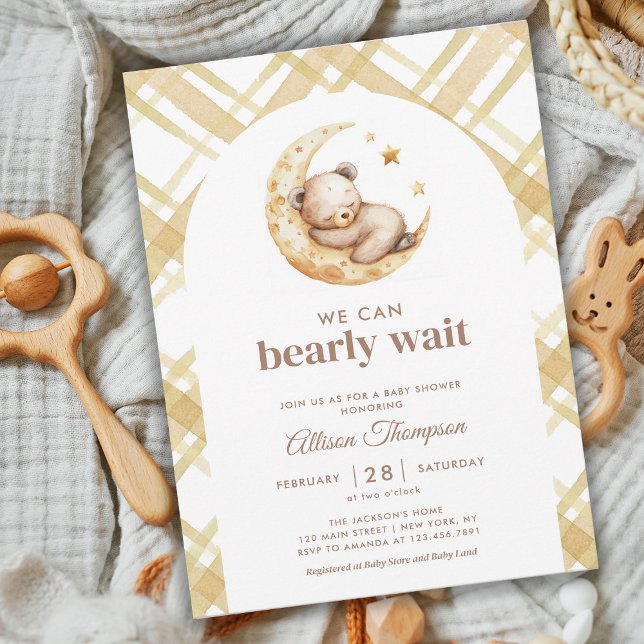 Teddy Bear Moon Gender Neutral Baby Shower Invitation (Creator Uploaded)