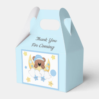 Teddy Bear Moon Stars Clouds Baby Boy Shower Favour Box