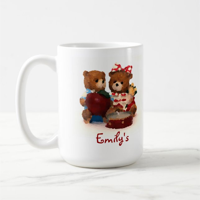 Teddy bear mug customise with your name (Left)