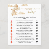 Teddy bear mummy or daddy baby shower game