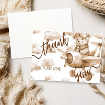 TEDDY BEAR NEUTRAL BABY SHOWER THANK YOU CARD