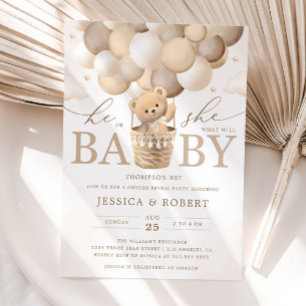 Teddy Bear Neutral Gender Reveal Invitation