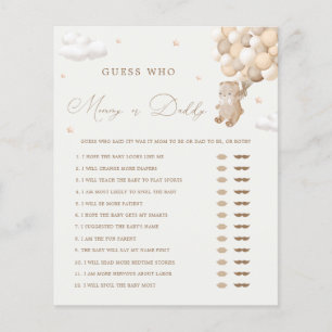 Teddy Bear Neutral Mummy or Daddy Baby Shower Game