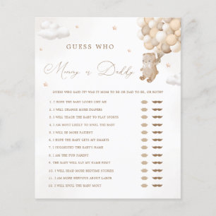 Teddy Bear Neutral Mummy or Daddy Baby Shower Game