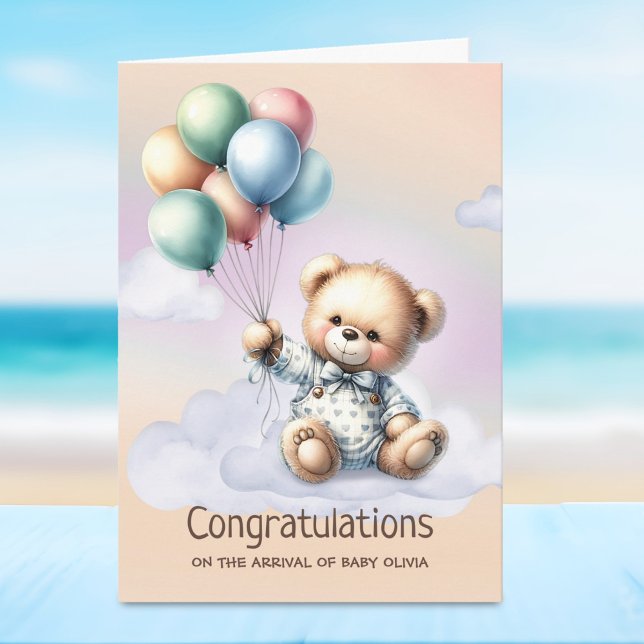 Teddy Bear New Baby Congratulations Card (Creator Uploaded)