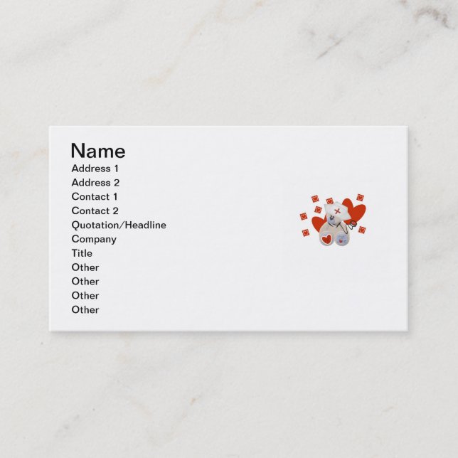 Teddy Bear Nurse Love Tshirts and Gifts Business Card (Front)