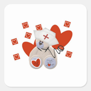 Teddy Bear Nurse Love Tshirts and Gifts Square Sticker