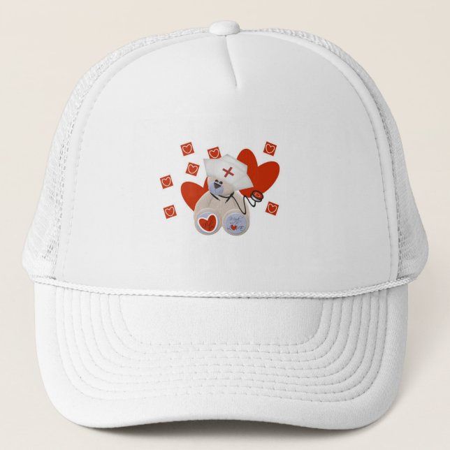 Teddy Bear Nurse Love Tshirts and Gifts Trucker Hat (Front)