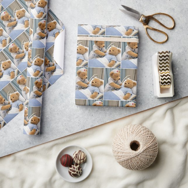 Teddy Bear Nurse with a Stethoscope  Wrapping Paper (Crafts)