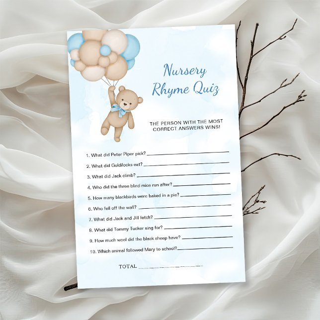 Teddy Bear Nursery Rhyme Quiz Game (Creator Uploaded)