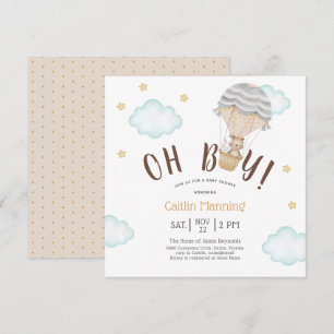 Teddy Bear Oh Boy Woodland Baby Shower Invitation