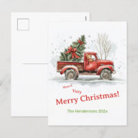 Teddy Bear Old Red Truck Vintage Christmas
