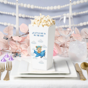 Teddy Bear on Aeroplane Baby Shower Favour Box 