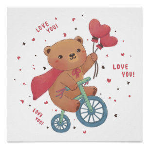 Teddy Bear on Bike: Love You! Poster