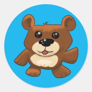 Teddy Bear on Blue Classic Round Sticker