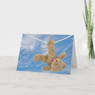 Teddy Bear On Clothesline Card