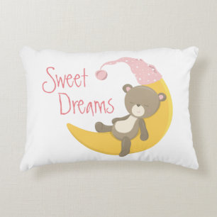 Teddy Bear on Crescent Moon Nursery Decorative Cushion