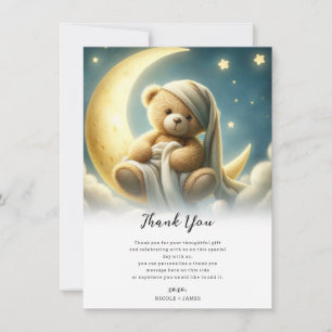 Teddy Bear on Moon Glow Stars Baby Shower Invitation