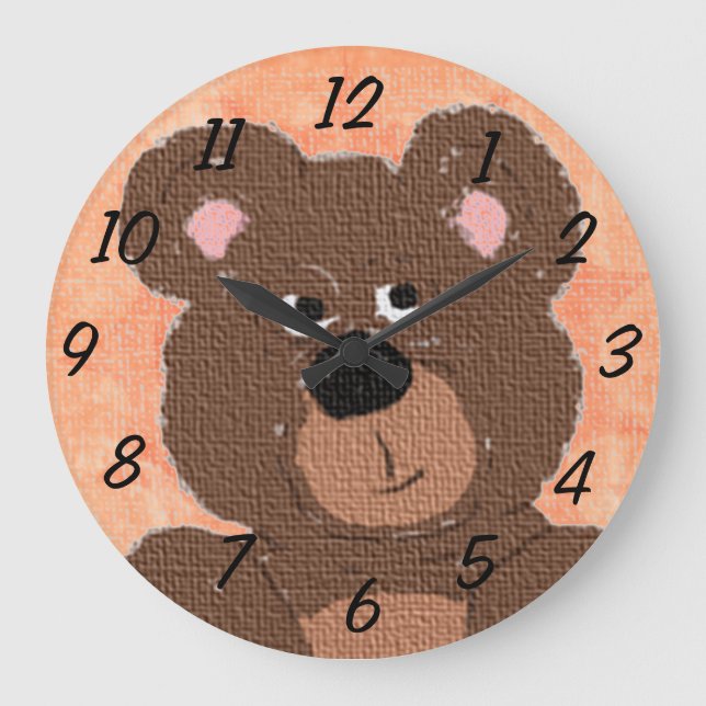 Teddy Bear (orange) Large Clock (Front)