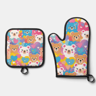 teddy bear oven mitt & pot holder set