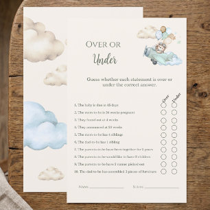 Teddy Bear Over or Under Baby Shower Game