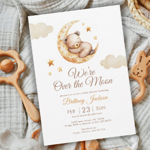 Teddy Bear Over the Moon Baby shower Invitation