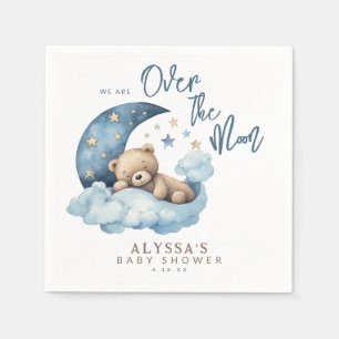 Teddy Bear Over the Moon Baby Shower Napkin