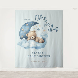 Teddy Bear Over the Moon Baby Shower Tapestry