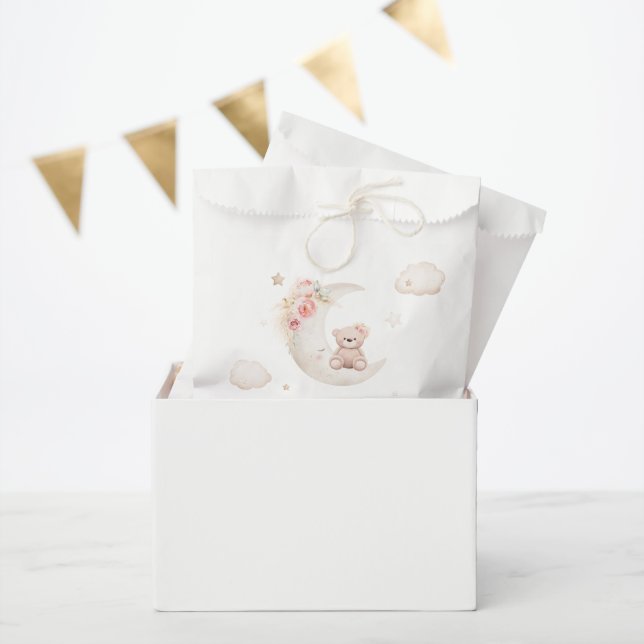 Teddy Bear Over The Moon Neutral Baby Shower  Favour Bags (Party)