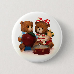 Teddy bear pair 6 cm round badge