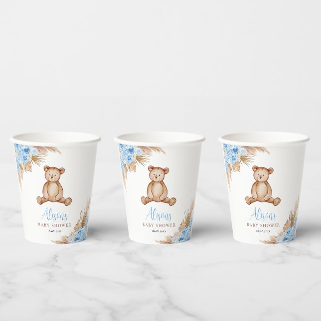 Teddy Bear Pampas Grass Paper Cups (Multi)