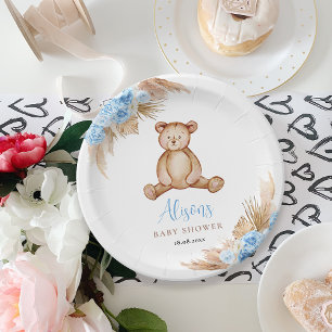 Teddy Bear Pampas Grass Paper Plate