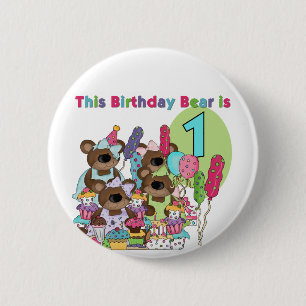 Teddy Bear Party 1st Birthday tshirts and Gifts 6 Cm Round Badge